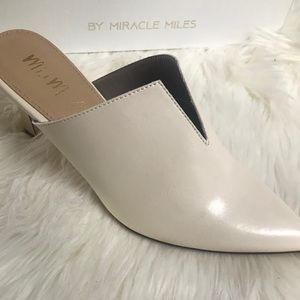 Off White Leather Mules | Brand New |